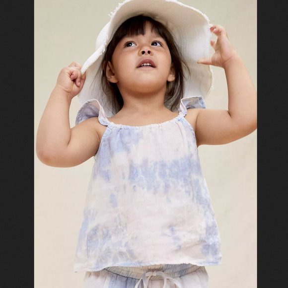 Anthropologie Cloth & Stone Ruffled Linen Tank Girls 7/8 NWT‎ - Picture 1 of 6